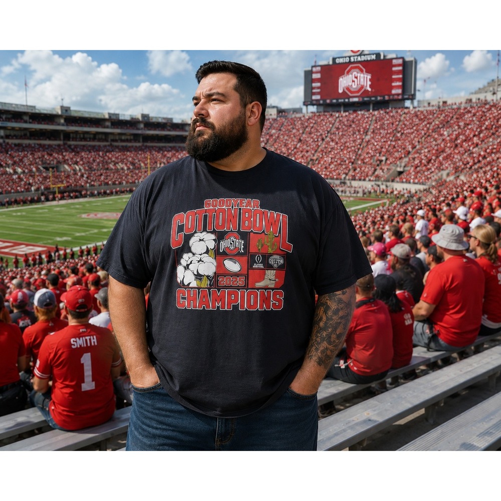 2025 Ohio State Buckeyes Goodyear Cotton Bowl Champions CFP Playoff T-Shirt 3XL